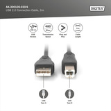 Digitus USB 2.0 tilslutningskabel USB-A (stik) > USB-B (stik) Sort