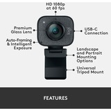 Logitech StreamСam webcam 1920 x 1080 pixel USB 3.2 Gen 1 (3.1 Gen 1) Grafit grafit, 1920 x 1080 pixel, Fuld HD, 60 fps, 1080p, 2 - 3.7 mm, 0.1 m