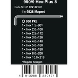 Wera Hex-Plus 8 vinkelnøglesæt, 9 dele, Skruetrækker Chrome