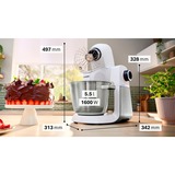 Bosch MUMS6EW13D, Foodprocessor Hvid/rustfrit stål