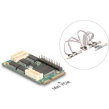 DeLOCK Mini PCIe I/O PCIe fuld størrelse 4 x Seriel RS-232, 1 x Parallel 