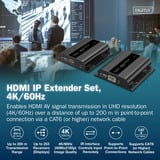 Digitus 4K video extender USB-C > HDMI, 200 meter, HDMI-udvidelse forlænger Sort
