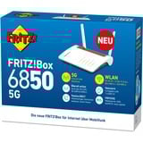 FRITZ! FRITZ!Box 6850 5G, WIRELESS LTE router Box 6850 5G, Wi-Fi 5 (802.11ac), Dual-band (2,4 GHz / 5 GHz), Ethernet LAN, 3G, Sort, Rød, Hvid, Bordplade router