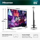 Hisense 85E7S PRO Hi-QLED Fjernsyn, QLED TV Sort/mørk grå