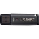 Kingston IronKey Locker+ 50 G2 64 GB, USB-stik antracit, 64 GB, USB Type-A, 3.2 Gen 1 (3.1 Gen 1), 145 MB/s, Hætte, Sort