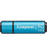 Kingston IronKey Vault Privacy 50 USB-nøgle 8 GB USB Type-A 3.2 Gen 1 (3.1 Gen 1) Blå, USB-stik Lyseblå/Sort, 8 GB, USB Type-A, 3.2 Gen 1 (3.1 Gen 1), 250 MB/s, Hætte, Blå