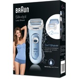 Braun Silk-épil 81653271 ladyshaver 3 hoved(er) Trimmer Blå, Lady Shaver Lyseblå, Blå, AA, Alkaline, 249 g, 57 mm, 27,7 g