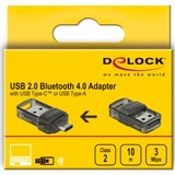 DeLOCK USB 2.0 Bluetooth 4.0 Adapter 2 in 1 USB Type-C™ or Type-A 3 Mbit/s, Bluetooth-adapter Trådløs, USB, Bluetooth, 3 Mbit/s, Transparent