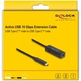 DeLOCK USB 3.2 Gen 2 aktiv forlængerledning, USB-C stik > USB-C hunstik Sort