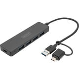 Digitus USB 3.0 Hub 4-ports slank linje, USB hub Sort