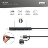 Digitus USB 3.0 Hub 4-ports slank linje, USB hub Sort