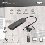 Digitus USB 3.0 Hub 4-ports slank linje, USB hub Sort