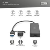 Digitus USB 3.0 Hub 4-ports slank linje, USB hub Sort