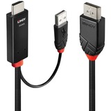 Lindy 41499 videokabel adapter 2 m HDMI + USB Type-A DisplayPort Sort Sort/Rød, 2 m, HDMI + USB Type-A, DisplayPort, Hanstik, Hanstik, Lige