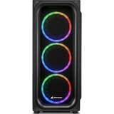 Sharkoon TK5M RGB ATX Desktop Sort, Towerkabinet Sort, Desktop, PC, Sort, ATX, micro ATX, Mini-ITX, Metal, Plast, Hærdet glas, Flere