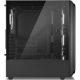 Sharkoon TK5M RGB ATX Desktop Sort, Towerkabinet Sort, Desktop, PC, Sort, ATX, micro ATX, Mini-ITX, Metal, Plast, Hærdet glas, Flere