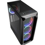 Sharkoon TK5M RGB ATX Desktop Sort, Towerkabinet Sort, Desktop, PC, Sort, ATX, micro ATX, Mini-ITX, Metal, Plast, Hærdet glas, Flere