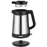 Unold 18715 elkedel 1,5 L 1800 W Sort, Rustfrit stål rustfrit stål/Sort, 1,5 L, 1800 W, Sort, Rustfrit stål, Plast, Rustfrit stål, Vandmåler, Ledningsfri