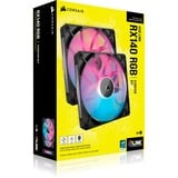 Corsair iCUE LINK RX140 RGB Dual, Sag fan Sort