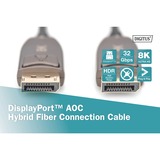 Digitus DisplayPort AOC hybrid fiberkabel, UHD 8K Sort