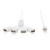 Digitus Slim Spider USB-hub, USB-A 2.0 stik > 4x USB-A stik, USB hub Hvid
