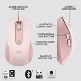 Logitech Signature M650 mus Højre hånd RF trådløs + Bluetooth Optisk 2000 dpi Rosa, Højre hånd, Optisk, RF trådløs + Bluetooth, 2000 dpi, Lyserød