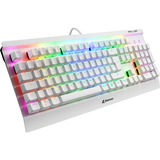 Sharkoon SKILLER SGK3 tastatur USB QWERTZ Tysk Hvid, Gaming-tastatur Hvid, DE-layout, Kailh blå, Fuld størrelse (100 %), USB, Mekanisk, QWERTZ, RGB LED, Hvid