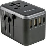 Verbatim 49546 oplader til mobil enhed, Rejse stikkontakt Sort/Sølv, Polykarbonat (PC), 2500 W, 75 mm, 50 mm, 54 mm, 180 g