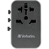 Verbatim 49546 oplader til mobil enhed, Rejse stikkontakt Sort/Sølv, Polykarbonat (PC), 2500 W, 75 mm, 50 mm, 54 mm, 180 g