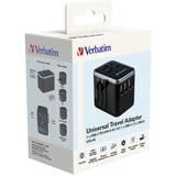 Verbatim 49546 oplader til mobil enhed, Rejse stikkontakt Sort/Sølv, Polykarbonat (PC), 2500 W, 75 mm, 50 mm, 54 mm, 180 g
