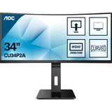 AOC P2 CU34P2A computerskærm 86,4 cm (34") 3440 x 1440 pixel Quad HD LED Sort, LED-skærm Sort, 86,4 cm (34"), 3440 x 1440 pixel, Quad HD, LED, 4 ms, Sort