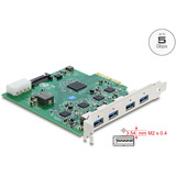 DeLOCK PCI-E x4 kort til 4 x USB-A 5 Gbps Dobbelt Kanal, Interface card 