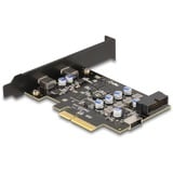 DeLOCK PCIe x4 til 2x USB C + 1 x intern USB 10 Gbps Type-E Key A + 19 pin, Interface card 