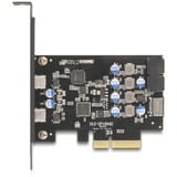 DeLOCK PCIe x4 til 2x USB C + 1 x intern USB 10 Gbps Type-E Key A + 19 pin, Interface card 
