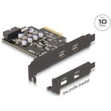 DeLOCK PCIe x4 til 2x USB C + 1 x intern USB 10 Gbps Type-E Key A + 19 pin, Interface card 