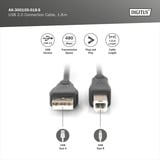 Digitus USB 2.0 tilslutningskabel USB-A (stik) > USB-B (stik) Sort