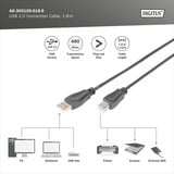 Digitus USB 2.0 tilslutningskabel USB-A (stik) > USB-B (stik) Sort