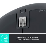 Logitech MX Master 3S mus Højre hånd RF trådløs + Bluetooth Laser 8000 dpi grafit, Højre hånd, Laser, RF trådløs + Bluetooth, 8000 dpi, Grafit