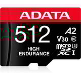 ADATA High Endurance 512 GB MicroSDXC UHS-I Klasse 10, Hukommelseskort 512 GB, MicroSDXC, Klasse 10, UHS-I, 100 MB/s, 85 MB/s