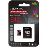 ADATA High Endurance 512 GB MicroSDXC UHS-I Klasse 10, Hukommelseskort 512 GB, MicroSDXC, Klasse 10, UHS-I, 100 MB/s, 85 MB/s