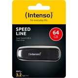 Intenso Speed Line USB-nøgle 64 GB USB Type-A 3.2 Gen 1 (3.1 Gen 1) Sort, USB-stik Sort, 64 GB, USB Type-A, 3.2 Gen 1 (3.1 Gen 1), 70 MB/s, Hætte, Sort