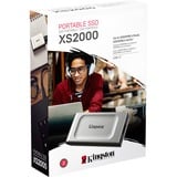 Kingston 4000G PORTABLE SSD XS2000, Solid state-drev Sølv/Sort, 4 TB, USB Type-C, 3.2 Gen 2 (3.1 Gen 2), 2000 MB/s, Sort, Sølv