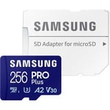 Samsung PRO Plus MB-MD256SA/EU hukommelseskort 256 GB MicroSDXC UHS-I Klasse 3 Blå, 256 GB, MicroSDXC, Klasse 3, UHS-I, 180 MB/s, 130 MB/s