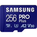 Samsung PRO Plus MB-MD256SA/EU hukommelseskort 256 GB MicroSD UHS-I Klasse 3 Blå, 256 GB, MicroSD, Klasse 3, UHS-I, 180 MB/s, 130 MB/s