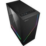 Sharkoon RGB FLOW Midi Tower Sort, Towerkabinet Sort, Midi Tower, PC, Sort, ATX, micro ATX, Mini-ITX, Flere, 16,5 cm