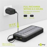 goobay Udendørs hurtigopladnings-powerbank 20.000 mAh med solcelle, Power Bank Sort