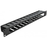 DeLOCK 66550 tilbehør til rack Kabelbakkepanel, Kabelføring Sort, Kabelbakkepanel, Sort, Metal, 1U, 48,3 cm (19"), 70 mm