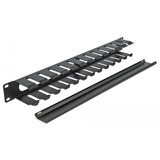 DeLOCK 66550 tilbehør til rack Kabelbakkepanel, Kabelføring Sort, Kabelbakkepanel, Sort, Metal, 1U, 48,3 cm (19"), 70 mm