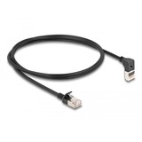 DeLOCK Patchkabel RJ-45 Cat.6a S/FTP, Slim 90° vinklet Sort
