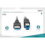 Digitus USB 3.2 Gen 1 tilslutningskabel USB-A > USB-B Sort
